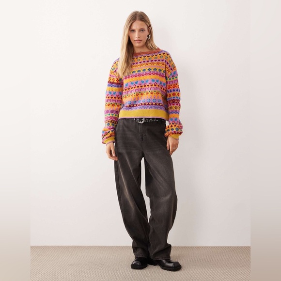 NWT- Free People Multicolor Knit wool Sweater brand new - Picture 8 of 16